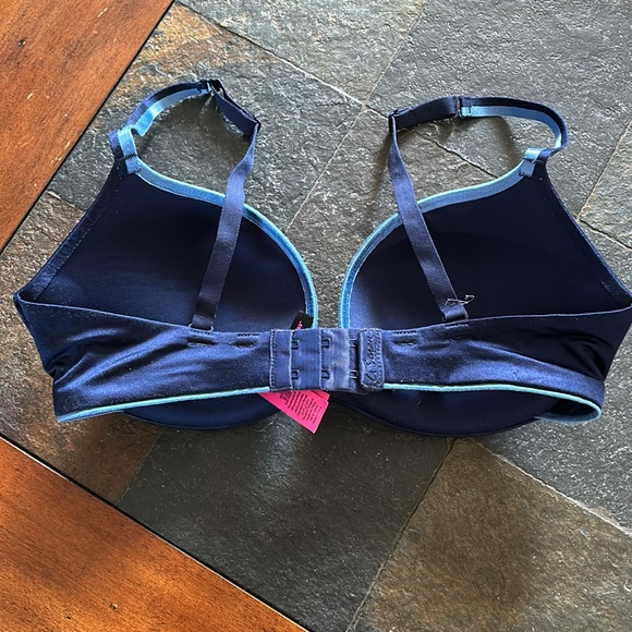 La Senza Body Kiss marine/blue Classic Plunge paddle underwire bra, 32DD - Picture 3 of 6